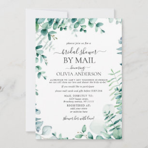 Convite Chá de panela Eucalyptus Azul Elegante Por Correio