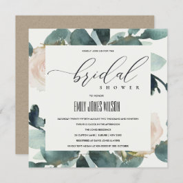 CONVITE CHÁ DE PANELA EUCALYPTUS BLUSH ROSA SOFT KRAFT