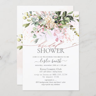 Convite Chá de panela Eucalyptus Blush Watercolor