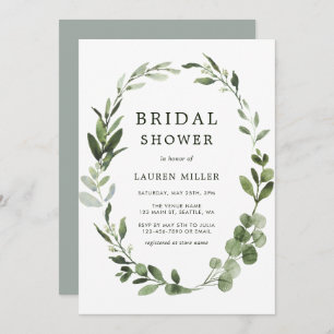 Convite Chá de panela Eucalyptus Green Wreath
