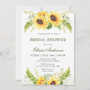 Convite Chá de panela Eucalyptus Sunflower Elegante
