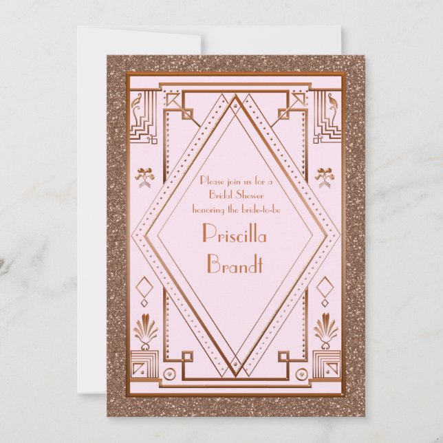 Convite Chá de panela,excelente Gatsby,brilho rosa (Frente)