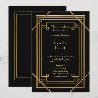 Convite Chá de panela,excelente Gatsby - preto-ouro