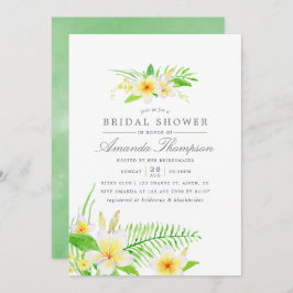 Convite Chá de panela Exótico Flores de Aquarela Frangipan