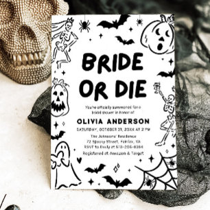 Convite Chá de panela Fantasma de Halloween Desenhado à Mã