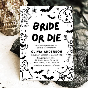 Convite Chá de panela Fantasma de Halloween Desenhado à Mã