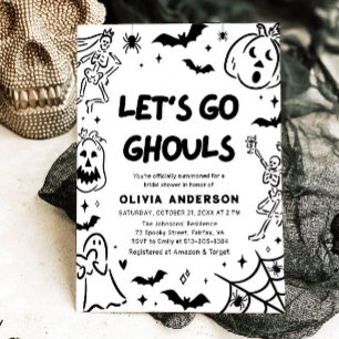 Convite Chá de panela Fantasma de Halloween Desenhado à Mã