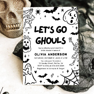 Convite Chá de panela Fantasma de Halloween Desenhado à Mã