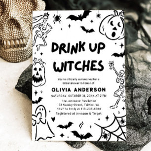 Convite Chá de panela Fantasma de Halloween Desenhado à Mã