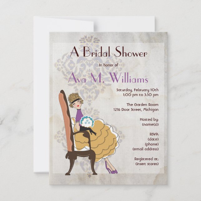 Convite Chá de panela feminino da menina (Frente)