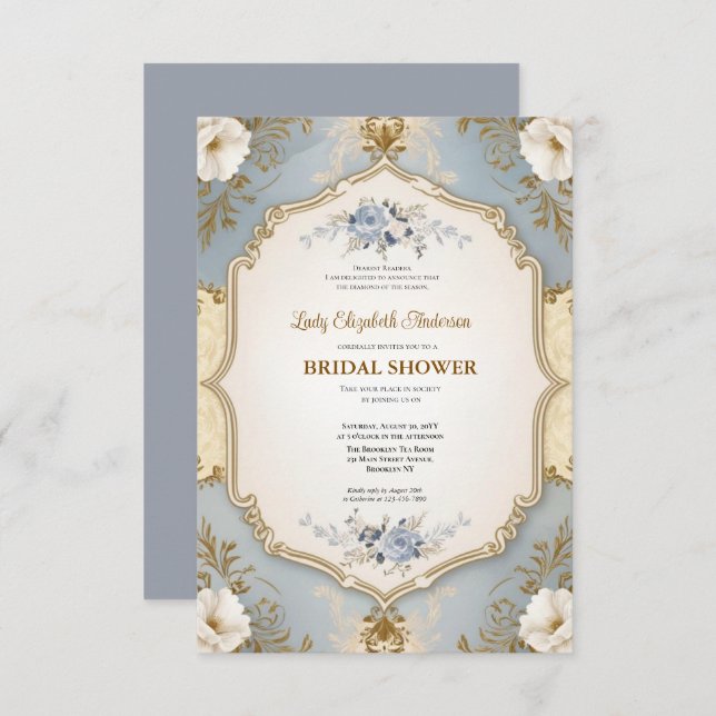 Convite chá de panela, festa do castelo francês (Frente/Verso)