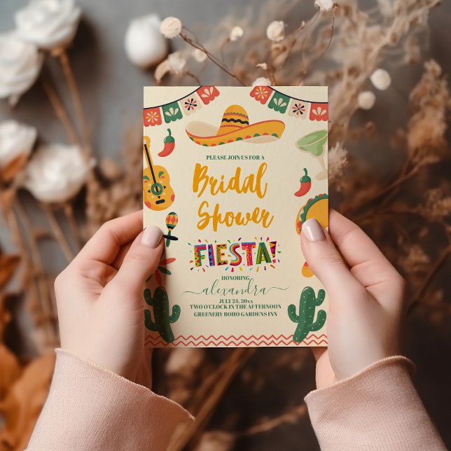 Convite Chá de panela Fiesta Mexicano Amarelo rosa (Criador carregado)