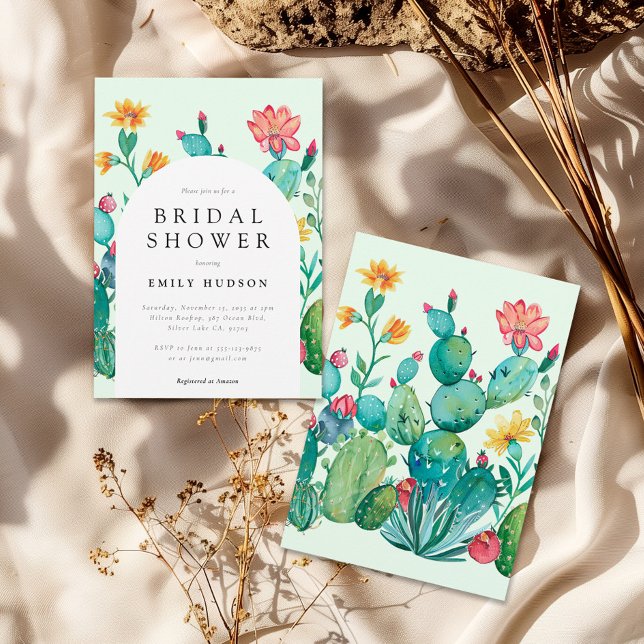 Convite Chá de panela Fiesta Mexicano Cactus (Criador carregado)