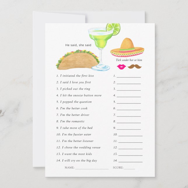 Convite Chá de panela Fiesta Taco Mexicano (Frente)