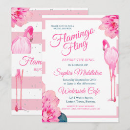Convite Chá de panela Flamingo Fling Strike Floral Chic