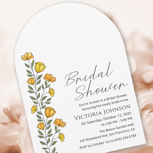 Convite Chá de panela Flor Amarelo de Verão (Summer Yellow Buttercups  Flowers Bridal Shower Invitation)
