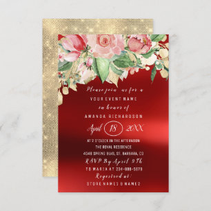 Convite Chá de panela Flor Brunch Greenery Dourado Marsala