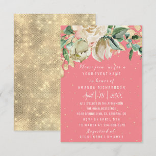 Convite Chá de panela Flor Brunch Rosa RosaConfetti Rosa R