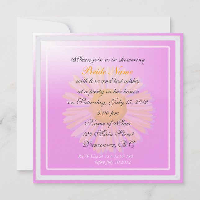 Convite Chá de panela, flor roxa (Frente)