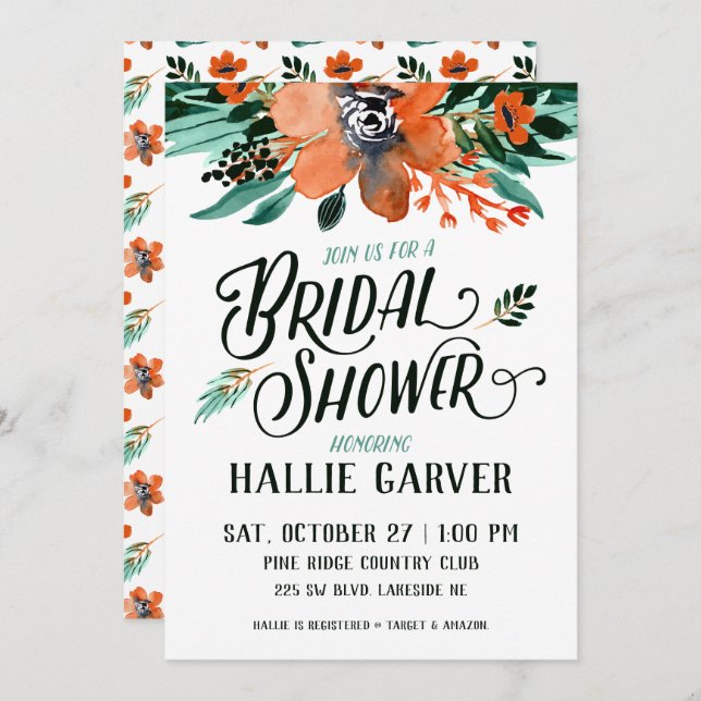 Convite Chá de panela Floral (Frente/Verso)