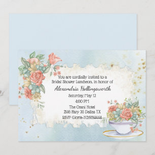Convite Chá de panela floral afligido vintage