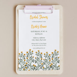Convite Chá de panela Floral Amarelo