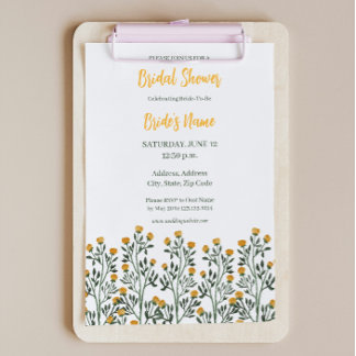 Convite Chá de panela Floral Amarelo