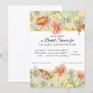 Convite Chá de panela Floral Amarelo Amarelo Pêssego da Aq