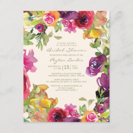 Convite Chá de panela Floral Amarelo-Laranja-Roxo