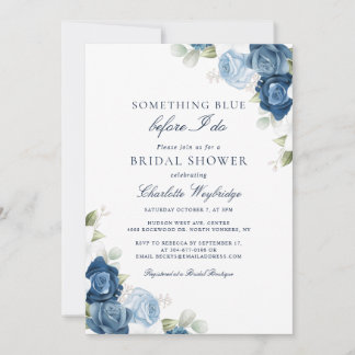 Convite Chá de panela Floral Azul Dusty