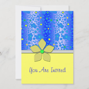 Convite Chá de panela Floral Azul e Amarelo
