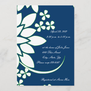 Convite Chá de panela floral azul e branco