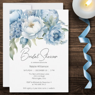 Convite Chá de panela Floral Azul-Gelo