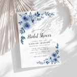 Convite chá de panela floral azul pintado<br><div class="desc">Celebre a noiva a ser com belas design de flores azuis. Os detalhes das cores são exclusivos do tema do casamento. O texto e o texto,  juntamente com outros recursos deste design,  podem ser personalizados clicando no link personalizar.</div>