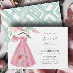 Convite Chá de panela Floral Azul Rosa e Sage