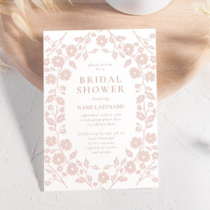 Convite Chá de panela Floral Blush Simple White Folk