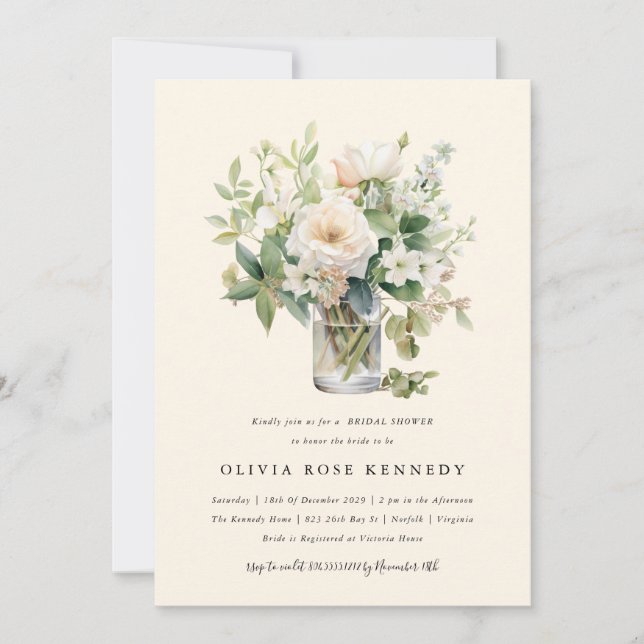 Convite Chá de panela Floral Bohemian Aquarela Encantada (Frente)