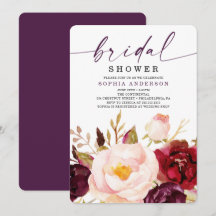 Chá de panela Floral Boho Burgundy