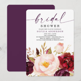 Convite Chá de panela Floral Boho Burgundy