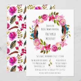 Convite Chá de panela Floral Boho Chic Wreath