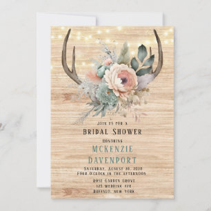 Convite Chá de panela Floral Boho Deer Antler