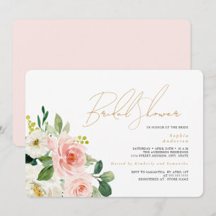 Convite Chá de panela Floral bonito Blush