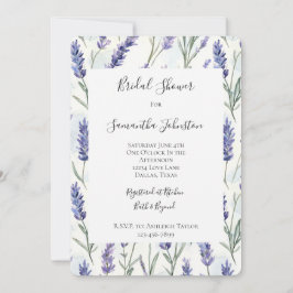 Convite Chá de panela Floral Branco da Lavanda Roxa bonito