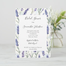 Convite Chá de panela Floral Branco da Lavanda Roxa bonito
