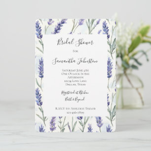 Convite Chá de panela Floral Branco da Lavanda Roxa bonito
