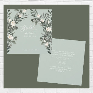 Convite Chá de panela Floral Branco Elegante Quadrado