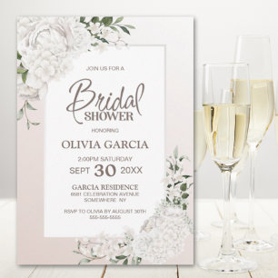 Convite Chá de panela Floral Branco Russo
