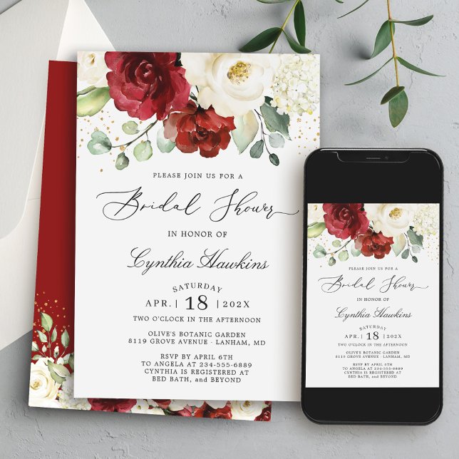 Convite Chá de panela Floral Branco Simplesmente Gracioso (Create a day of joy and love with this exquisite and customizable invitation!)
