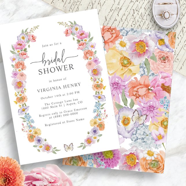 Convite Chá de panela Floral Brilho (Watercolor Bright Floral Bridal Shower Invitation by Painted Paperie
)