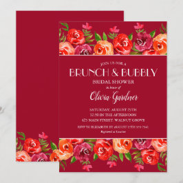 Convite Chá de panela Floral Brunch e Bubble Watercolor